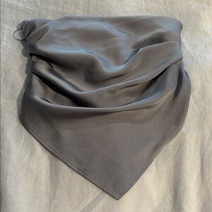 Bobbles &. lace Elegant silver Silk Scarf shirt size medium